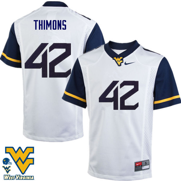Men #42 Logan Thimons West Virginia Mountaineers College Football Jerseys-White - Click Image to Close